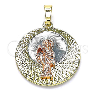 Gold Filled Pendant — Religious Pendant Santa Muerte Design Diamond Cutting Tricolor — main product view — SKU 143422 | Oro Laminado dije — Religious Pendant Santa Muerte diseño Diamond Cutting Tricolor — SKU 143422