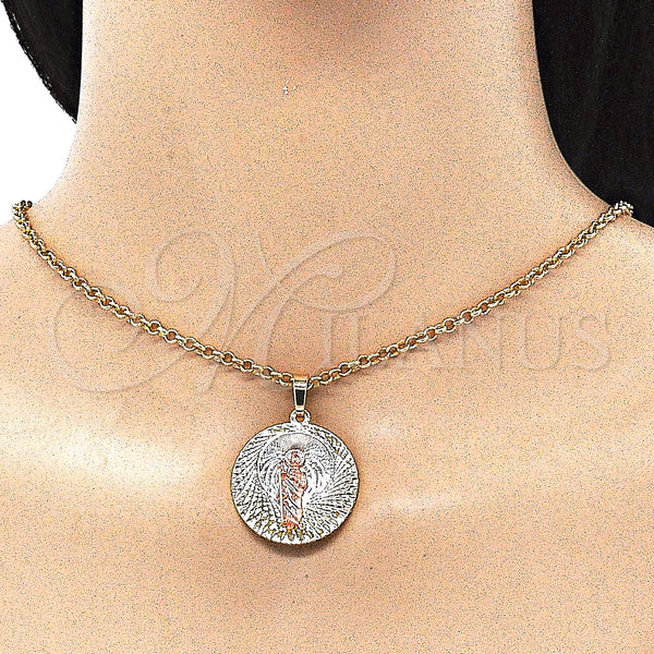 Gold Filled Pendant — Religious Pendant San Judas Design Diamond Cutting Tricolor — alternate product view — SKU 143423 | Oro Laminado dije — Religious Pendant San Judas diseño Diamond Cutting Tricolor — SKU 143423