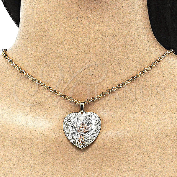 Gold Filled Pendant — Religious Pendant Divino NiÃ±o and Heart Design Diamond — alternate product view — SKU 143424 | Oro Laminado dije — Religious Pendant Divino NiÃ±o and corazón diseño Diamond — SKU 143424