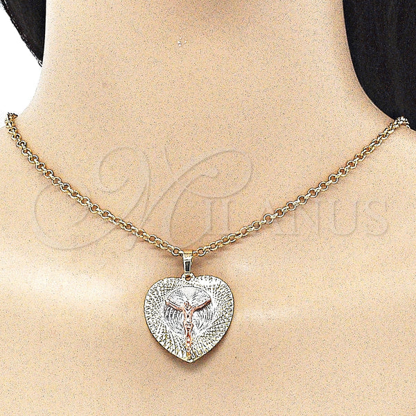 Gold Filled Pendant — Religious Pendant Jesus and Heart Design Diamond Cutting — alternate product view — SKU 143425 | Oro Laminado dije — Religious Pendant Jesus and corazón diseño Diamond Cutting — SKU 143425