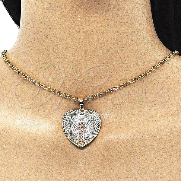 Gold Filled Pendant — Religious Pendant San Judas and Heart Design Diamond — alternate product view — SKU 143428 | Oro Laminado dije — Religious Pendant San Judas and corazón diseño Diamond — SKU 143428