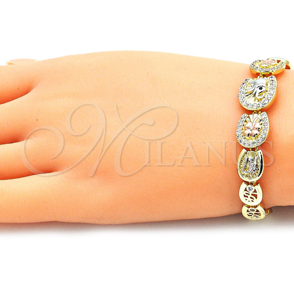 Gold Filled Bracelet — Fancy Bracelet Elephant and Owl Design with White — alternate product view — SKU 143429 | Oro Laminado brazalete — elegante Bracelet Elephant and Owl diseño with blanco — SKU 143429