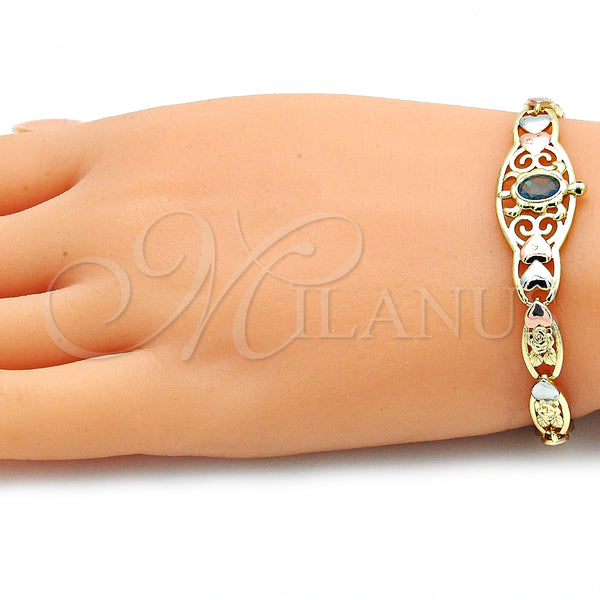 Gold Filled Bracelet — Fancy Bracelet Turtle and Heart Design with Blue — alternate product view — SKU 143430 | Oro Laminado brazalete — elegante Bracelet Turtle and corazón diseño with Blue — SKU 143430