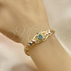 Oro Laminado Fancy Bracelet, Gold Filled Style Turtle and Heart Design, with Blue Topaz and Black Cubic Zirconia, Polished, Tricolor, 03.380.0104.07 (07 MM Thickness, 7 Inches Length)