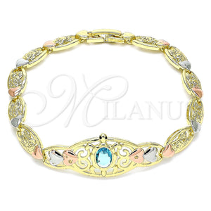 Gold Filled Bracelet — Fancy Bracelet Turtle and Heart Design with Blue — main product view — SKU 143430 | Oro Laminado brazalete — elegante Bracelet Turtle and corazón diseño with Blue — SKU 143430