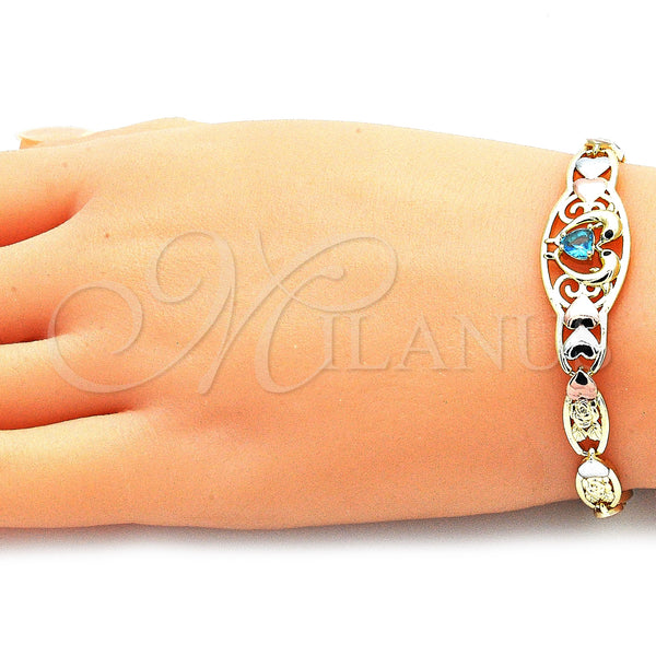 Gold Filled Bracelet — Fancy Bracelet Dolphin and Heart Design with Blue — alternate product view — SKU 143432 | Oro Laminado brazalete — elegante Bracelet Dolphin and corazón diseño with Blue — SKU 143432