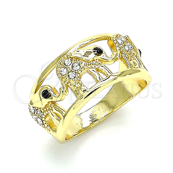 Gold Filled Ring — Multi Stone Ring Elephant Design with White and — main product view — SKU 143433 | Oro Laminado anillo — Multi Stone Ring Elephant diseño with blanco and — SKU 143433