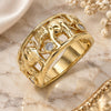 Oro Laminado Multi Stone Ring, Gold Filled Style Elephant Design, with White Cubic Zirconia, Polished, Golden Finish, 01.380.0002.08 (Size 8)
