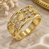 Oro Laminado Multi Stone Ring, Gold Filled Style Turtle Design, with White Cubic Zirconia, Polished, Golden Finish, 01.380.0003.08 (Size 8)
