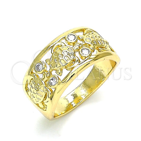 Gold Filled Ring — Multi Stone Ring Turtle Design with White Cubic — main product view — SKU 143440 | Oro Laminado anillo — Multi Stone Ring Turtle diseño with blanco Cubic — SKU 143440
