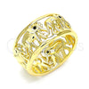 Oro Laminado Multi Stone Ring, Gold Filled Style Elephant Design, with Black Micro Pave, Polished, Golden Finish, 01.380.0006.07 (Size 7)