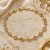 Oro Laminado Fancy Anklet, Gold Filled Style Moon and Star Design, with Multicolor Cubic Zirconia, Polished, Golden Finish, 03.386.0001.10 (06 MM Thickness, 10 Inches Length)