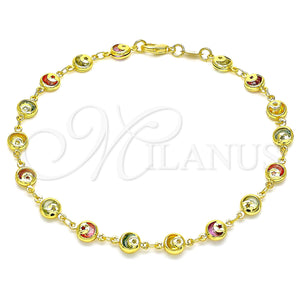 Gold Filled Anklet — Fancy Anklet Moon and Star Design with Multicolor — main product view — SKU 143457 | Oro Laminado tobillera — elegante Anklet Moon and estrella diseño with Multicolor — SKU 143457