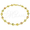 Oro Laminado Fancy Anklet, Gold Filled Style Moon and Star Design, with Multicolor Cubic Zirconia, Polished, Golden Finish, 03.386.0001.10 (06 MM Thickness, 10 Inches Length)