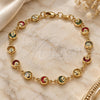 Oro Laminado Fancy Bracelet, Gold Filled Style Moon and Star Design, with Multicolor Cubic Zirconia, Polished, Golden Finish, 03.386.0001.07 (06 MM Thickness, 7 Inches Length)