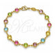 Oro Laminado Fancy Bracelet, Gold Filled Style Flower Design, with Multicolor Cubic Zirconia, Polished, Golden Finish, 03.386.0003.07 (07 MM Thickness, 7 Inches Length)