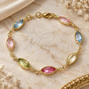 Oro Laminado Fancy Bracelet, Gold Filled Style with Multicolor Cubic Zirconia, Polished, Golden Finish, 03.386.0004.08 (07 MM Thickness, 8 Inches Length)