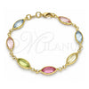 Oro Laminado Fancy Bracelet, Gold Filled Style with Multicolor Cubic Zirconia, Polished, Golden Finish, 03.386.0004.08 (07 MM Thickness, 8 Inches Length)