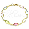 Oro Laminado Fancy Bracelet, Gold Filled Style with Multicolor Cubic Zirconia, Polished, Golden Finish, 03.386.0004.08 (07 MM Thickness, 8 Inches Length)
