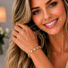 Oro Laminado Fancy Bracelet, Gold Filled Style with Multicolor Cubic Zirconia, Polished, Golden Finish, 03.386.0005.08 (07 MM Thickness, 8 Inches Length)