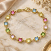 Oro Laminado Fancy Bracelet, Gold Filled Style with Multicolor Cubic Zirconia, Polished, Golden Finish, 03.386.0005.08 (07 MM Thickness, 8 Inches Length)