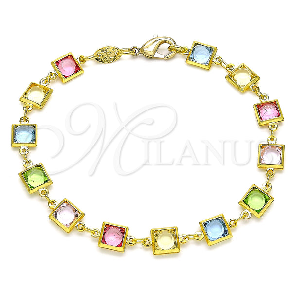 Gold Filled Bracelet — Fancy Bracelet with Multicolor Cubic Zirconia Polished 03. — main product view — SKU 143465 | Oro Laminado brazalete — elegante Bracelet with Multicolor Cubic Zirconia pulido 03. — SKU 143465
