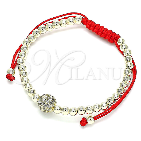 Gold Filled Bracelet — Adjustable Bolo Bracelet Ball Design with White Micro — alternate product view — SKU 143469 | Oro Laminado brazalete — Adjustable Bolo Bracelet Ball diseño with blanco Micro — SKU 143469
