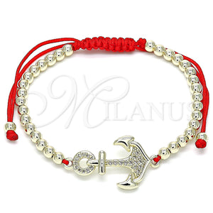 Gold Filled Bracelet — Adjustable Bolo Bracelet Anchor and Ball Design with — main product view — SKU 143474 | Oro Laminado brazalete — Adjustable Bolo Bracelet Anchor and Ball diseño with — SKU 143474