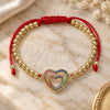 Oro Laminado Adjustable Bolo Bracelet, Gold Filled Style Heart and Ball Design, with Multicolor Micro Pave, Polished, Golden Finish, 03.299.0087.1.10 (04 MM Thickness, 10 Inches Length)