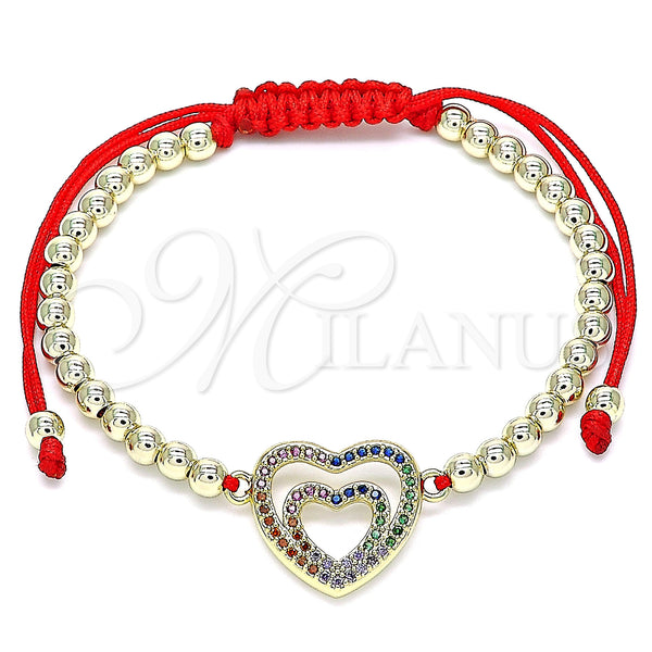 Gold Filled Bracelet — Adjustable Bolo Bracelet Heart and Ball Design with — main product view — SKU 143475 | Oro Laminado brazalete — Adjustable Bolo Bracelet corazón and Ball diseño with — SKU 143475