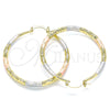 Oro Laminado Large Hoop, Gold Filled Style Diamond Cutting Finish, Tricolor, 02.170.0392.50
