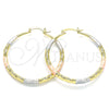Oro Laminado Large Hoop, Gold Filled Style Diamond Cutting Finish, Tricolor, 02.170.0392.50