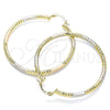 Oro Laminado Large Hoop, Gold Filled Style Diamond Cutting Finish, Tricolor, 02.213.0154.1.50