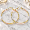 Oro Laminado Large Hoop, Gold Filled Style Diamond Cutting Finish, Tricolor, 02.170.0059.1.60