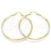 Oro Laminado Large Hoop, Gold Filled Style Diamond Cutting Finish, Tricolor, 02.170.0059.1.60