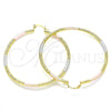 Oro Laminado Large Hoop, Gold Filled Style Diamond Cutting Finish, Tricolor, 02.170.0394.60