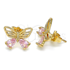 Gold Filled Ring — Stud Earring Butterfly Design with Pink Cubic Zirconia — main product view — SKU 143509 | Oro Laminado anillo — Stud Earring Butterfly diseño with Pink Cubic Zirconia — SKU 143509