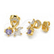 Arete Dormilona 02.387.0009.1 Oro Laminado, Diseño de Oja, con Zirconia Cubica Amatista, Pulido, Tono Dorado