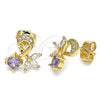 Gold Filled Ring — Stud Earring Leaf Design with Amethyst Cubic Zirconia — alternate product view — SKU 143515 | Oro Laminado anillo — Stud Earring Leaf diseño with Amethyst Cubic Zirconia — SKU 143515