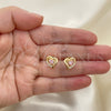 Gold Filled Ring — Stud Earring Heart Design with Pink and White — alternate product view — SKU 143522 | Oro Laminado anillo — Stud Earring corazón diseño with Pink and blanco — SKU 143522