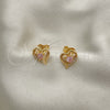 Gold Filled Ring — Stud Earring Heart Design with Pink and White — alternate product view — SKU 143522 | Oro Laminado anillo — Stud Earring corazón diseño with Pink and blanco — SKU 143522