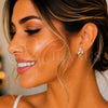 Gold Filled Ring — Stud Earring Flower and Leaf Design with Pink — main product view — SKU 143525 | Oro Laminado anillo — Stud Earring flor and Leaf diseño with Pink — SKU 143525