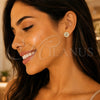 Oro Laminado Stud Earring, Gold Filled Style with Amethyst and White Cubic Zirconia, Polished, Golden Finish, 02.387.0015.1