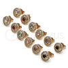Oro Laminado Stud Earring, Gold Filled Style with Amethyst and White Cubic Zirconia, Polished, Golden Finish, 02.387.0015.1