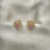 Gold Filled Ring — Stud Earring Baguette Design with Pink and White — alternate product view — SKU 143531 | Oro Laminado anillo — Stud Earring Baguette diseño with Pink and blanco — SKU 143531