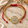 Oro Laminado Adjustable Bolo Bracelet, Gold Filled Style Judaica and Evil Eye Design, with White Micro Pave and White Cubic Zirconia, Polished, Golden Finish, 03.368.0040.11 (04 MM Thickness, 11 Inches Length)
