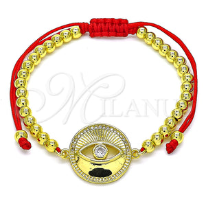 Gold Filled Bracelet — Adjustable Bolo Bracelet Evil Eye and Ball Design — main product view — SKU 143547 | Oro Laminado brazalete — Adjustable Bolo Bracelet Evil Eye and Ball diseño — SKU 143547