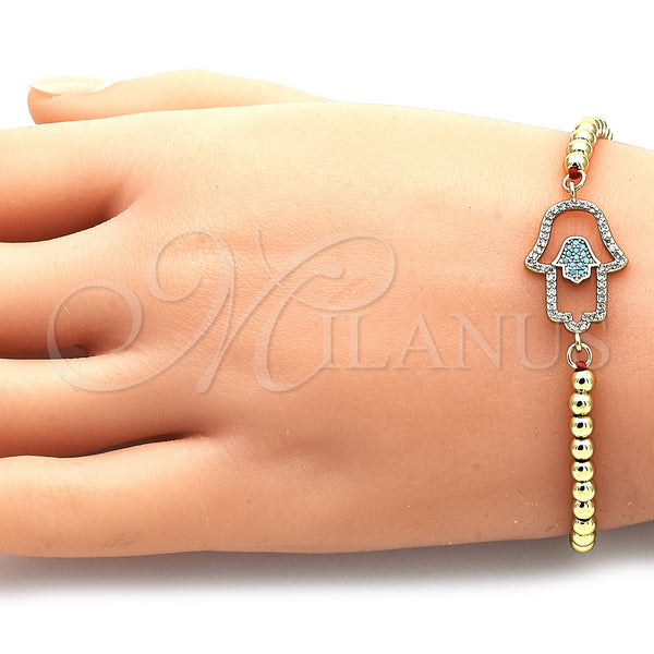Gold Filled Bracelet — Adjustable Bolo Bracelet Hand of God and Ball — alternate product view — SKU 143548 | Oro Laminado brazalete — Adjustable Bolo Bracelet Hand of God and Ball — SKU 143548