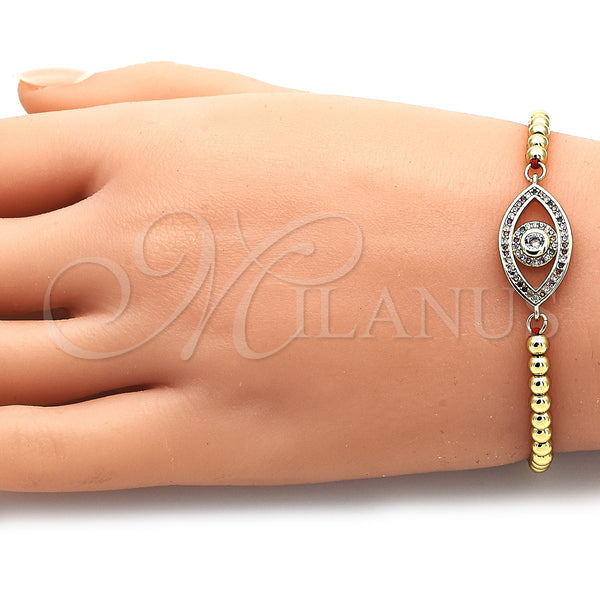 Gold Filled Bracelet — Adjustable Bolo Bracelet Evil Eye and Ball Design — alternate product view — SKU 143551 | Oro Laminado brazalete — Adjustable Bolo Bracelet Evil Eye and Ball diseño — SKU 143551