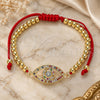 Oro Laminado Adjustable Bolo Bracelet, Gold Filled Style Evil Eye and Ball Design, with Multicolor Micro Pave and White Cubic Zirconia, Polished, Golden Finish, 03.368.0046.11 (04 MM Thickness, 11 Inches Length)